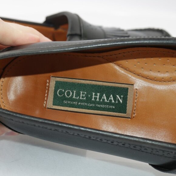 VTG Cole Haan Mens Loafer Size 9.5 D Black Leather Kiltie Shoe American Handsewn main image 6